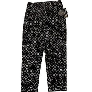 NWT Zac & Rachel black & birch dot African mudcloth look pull on stretch pants
